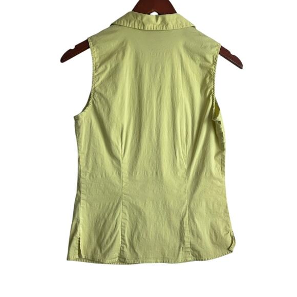 French Kuff Women Top S Chartreuse Cotton Stretch Casual Travel Preppy Comfy - Picture 3 of 10